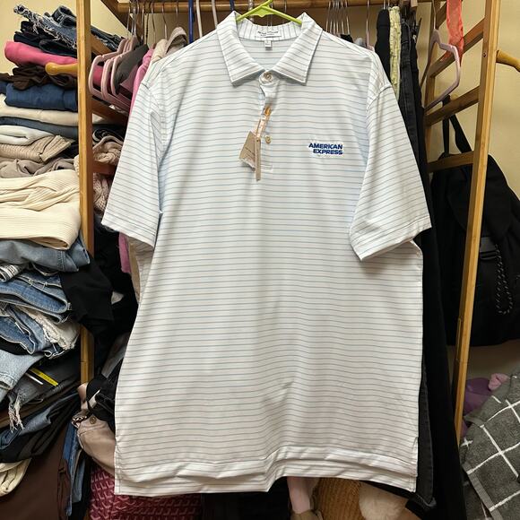 Peter Millar Summer Comfort Striped Polo Shirt American Express Large MS23EK08S - Picture 14 of 14